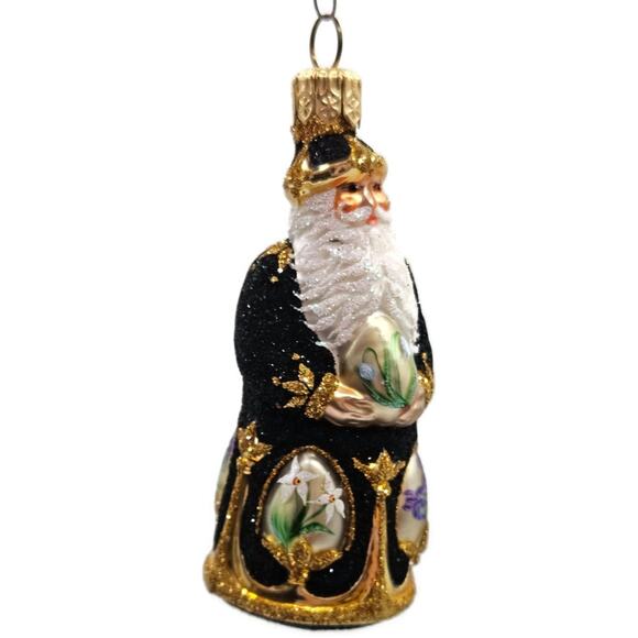 Patricia Breen Miniature Imperial Santa Black Spring Flower Christmas Ornament - Picture 10 of 14